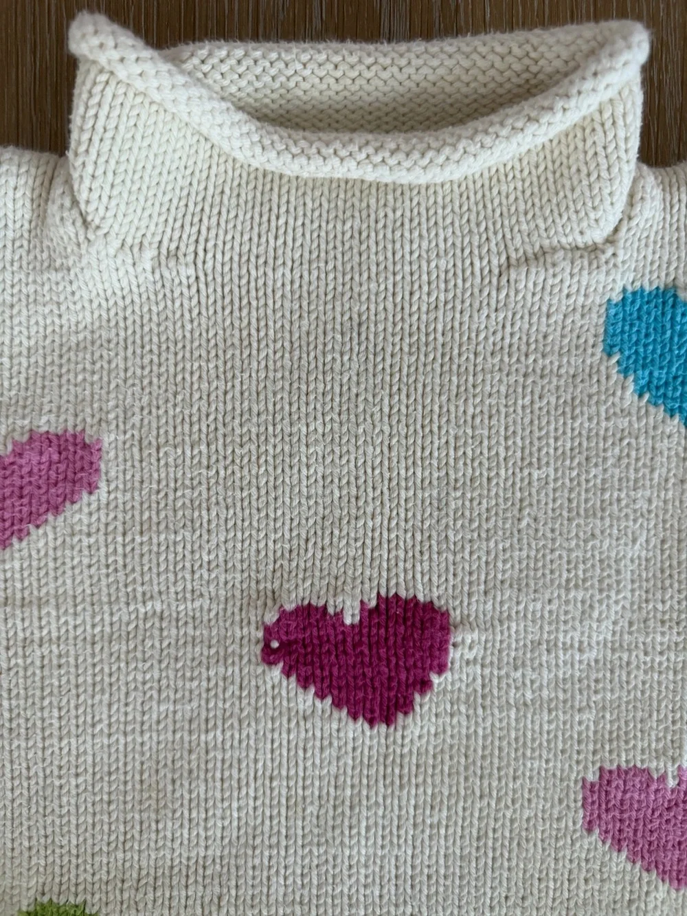 Kids Cream Heart Knit Sweater